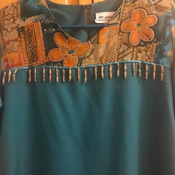 Woman's Teal colored pants set - Picture 3 of 6